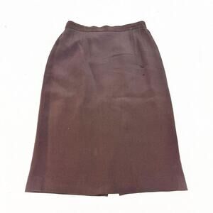 Giorgio Armani Le Collezioni Brown Pencil Skirt Back Slit Wool/Silk Size 4